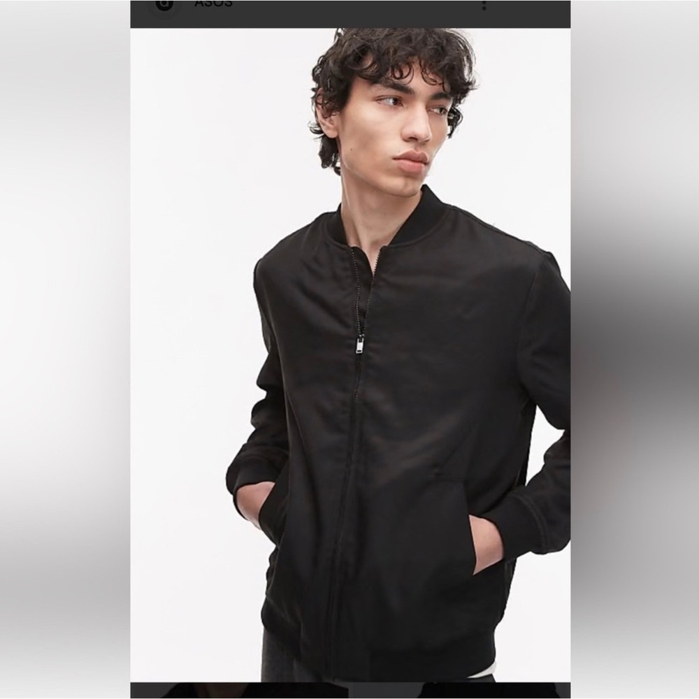 Street Tailor‎ Topman Mens Black Lightweight Bomber Jacket US 38 UK 38 M Medium